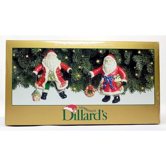 Dillard's Trimmings Set Of 2 Santa Bell Ornaments Arms & Legs Move - Picture 2 of 11